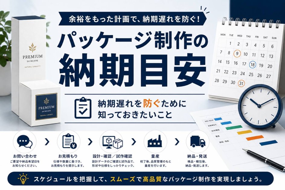 パッケージ制作の納期目安｜納期遅れを防ぐために知っておきたいこと | 箱の知識（印刷、加工など）